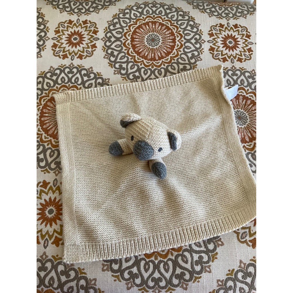 Modern Baby Koala Bear Knit Security Blanket Lovey Cream Grey Crochet 3D Animal